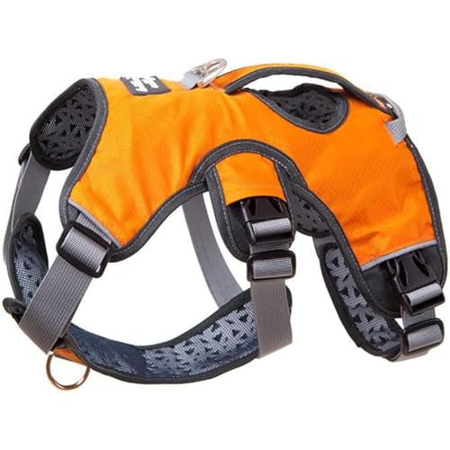 チョークなしの犬用ベストハーネス、パッド入りベスト付きの調整可能なハーネス、ソフトハンドル付きのベーシックハーネス中型大型犬用グレイハウンドウィペット用ウォーキングランニング,Red,S (S,オレンジ)