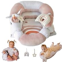 Aila+Aiden 2-in-1 Tummy Time Mat and Seated Support with Two Toys for Newborns and Babies Includes Detachable Cushion for Supervised Play & Head/Neck Development Blush