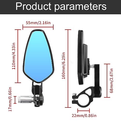 Heart Horse 2 pcs Bike Rear View Mirrors, 360°Adjustable Bar End Bike Mirror, Anti-Glare HD Bicycle Handlebar End Side Mirrors for Electric Bikes Mountain Road Bike Cycling - Image 3