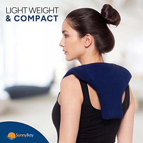 SunnyBay Shoulder and Upper Back Heating Pad, Microwavable Heated Neck and Shoulder Wrap, Weighted Moist Pain Relief Pack with Washable Cover and Flax Seed Filling, Medium, Navy Blue - Thumbnail 6