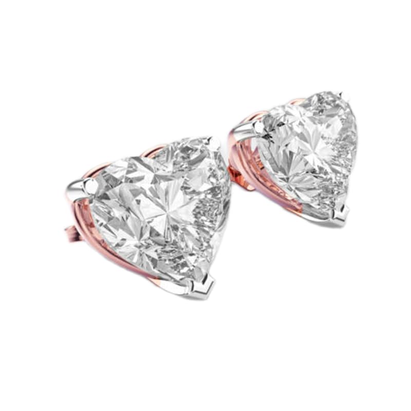 Clous d'oreilles solitaires cœur en argent 925 plaqué or 1 ct