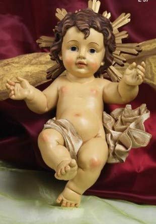 Paben Niño Jesús En Resina De 25,5 Cm Con Paño De Tela Y Halo De Madera By