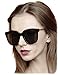 O2 Eyewear 5003 Premium Oversize Womens Mens Mirror Funky Fashion Sunglasses (METAL ARM, GOLD ARM-BLACK/BLACK)
