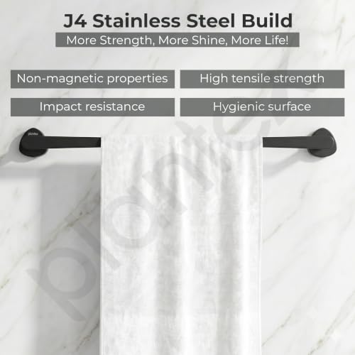 Image of Plantex J4 Stainless Steel 24 Inch Single Towel Rod for Bathroom /Towel Holder in Bathroom /Towel Holder /Bathroom Accessories (PVD Black Finish) Angel