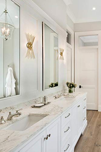 Yubole Brass 2-Light Vanity Light Mid-Century Modern Starburst Wall Sconce Lamp Sunburst Sconce Art Decor #TOP6