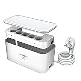 【Regleta enchufes usb con caja cables organizador】Este alargador posee 5 tomas de CA y 3 puertos USB con caja cables organizador, ¡Olvídate de esa maraña de cables y mantén tu hogar más ordenado