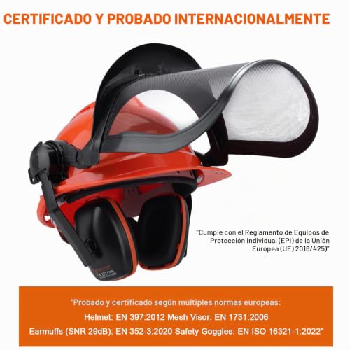 Casco forestal con visera protectora y orejeras integradas para operarios 2