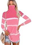 EFOFEI Ladies Long Sleeve Lightweight Cool Dry Sun Protection Face Mask Mock Neck Athletic T-Shirt PK L Pink