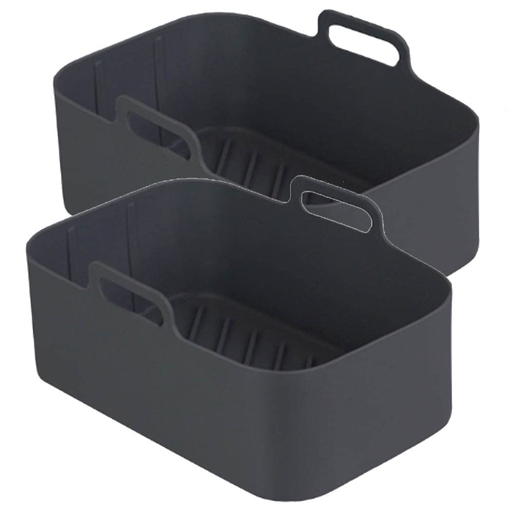 Thicken Air Fryer Silicone Tray Rectangle Oven Baking Tray Basket Reusable Liner Insert Dish For Airfryer Pan Accessories