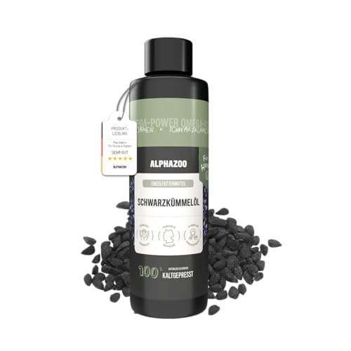 alphazoo Premium Schwarzkümmel-Öl für Hunde 250ml kaltgepresstes Naturöl zur Haut- & Fellpflege mit Omega6 & Omega9 Fettsäuren