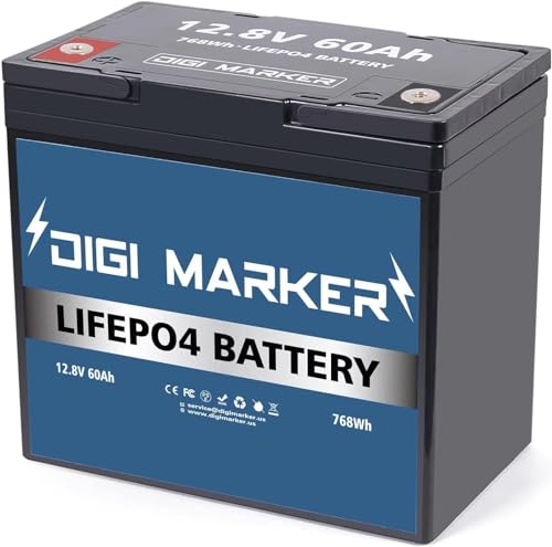 Image of 12V 60Ah LiFePO4 Lithium Iron Phosphate Battery Deep Cycle Rechargeable Battery with Built-in 50A BMS, 5000+ Life Cycles, Perfect for RV, Marine, Kids Scooters, Power Wheels,Trolling Motor