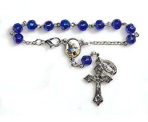 St. Michael Rearview Mirror Car Rosary Prayer Beads Auto Travel Protection Medal and Blessing