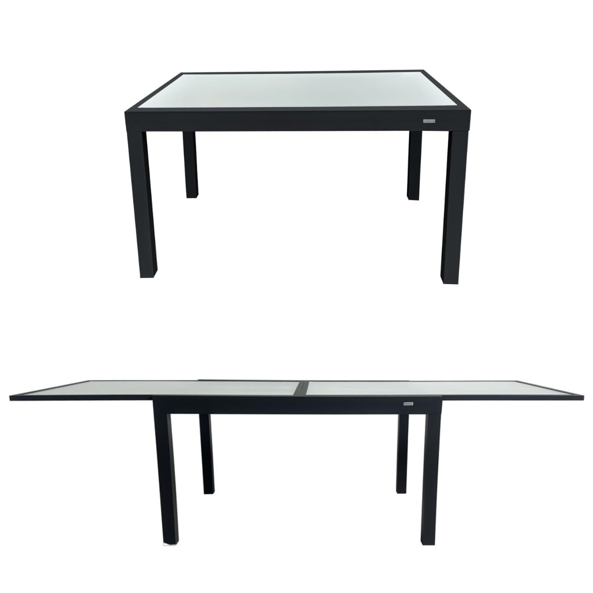 MOMMA HOME Mesa Extensible Jardin Aluminio y Cristal Templado Mesa Comedor Rectangular Extensible de Exterior Al Aire Libre 6-10 Personas Medidas 135/270x90 cm