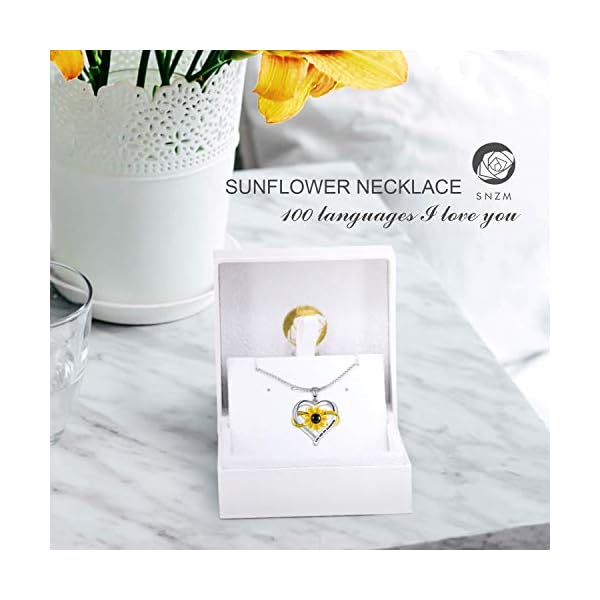 100 Languages I Love You Necklace Heart Necklace for Women Mom Wife Girlfriend You are My Sunshine Sunflower Pendant Necklaces Jewelry for Women Christmas Gifts