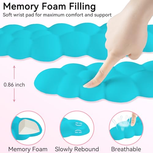 Sushret Cloud Wrist Rest for Computer Keyboard, 4-in-1 Memory Foam Leather Cloud Keyboard Wrist Rest and Mouse Pad Set with Ergonomic Support for Arm and Palm Cushion, Gaming/Work Setup, Scuba Blue by Sushret - Image 5