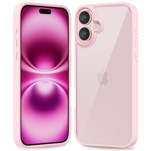 oakxco für iPhone 16 Plus Hülle Durchsichtig Transparent Handy Hülle Klar Ultra Dünn Handyhülle Slim Glatt Hart Plastik Schutzhülle & Einfarbig TPU Weich Bunt Gummi Silikon Bumper Rosa
