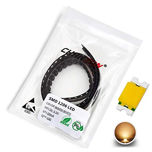 Chanzon 100 Pcs Smd 1206 (3.2Mm X 1.6Mm) Warm White Led Diode Lights 3V 20Ma Lighting Bulb Lamps Electronics Components Indicator Light Emitting Diodes #TOP4