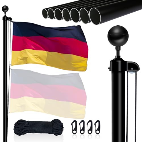 LOORGVEL Fahnenmast Set 1,8m Aluminium | Drehbarer Garten Flaggenständer