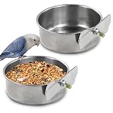 【Para todas las jaulas de pájaros】 La taza de alimentación para loros tiene clips firmes que están unidos al costado de la jaula para contener comida o agua, evita que su pájaro arroje accidentalmente el tazón de comida / agua.
