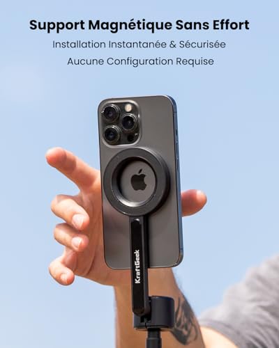 Trépied smartphone 163cm KraftGeek avec télécommande Bluetooth noire