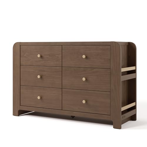 Image of Graco Read-with-Me 6 Drawer Dresser with Bookshelves (Hazelnut with Driftwood) - GREENGUARD Gold Certified Storage for Baby and Kids Room, Interlocking Drawer System