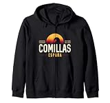 Comillas Cantabria España | Logo Ola Retro Comillas España Sudadera con Capucha