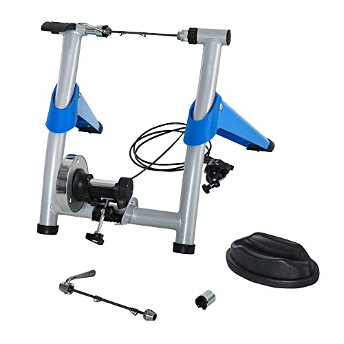 HOMCOM Entrenador de Bicicleta Rodillo para Bicicleta Plegable Portátil con Resistencia Magnética Ajustable de 8 Niveles para Ruedas de 650C, 700C o 26' - 29' 77x56x47,5 cm Azul