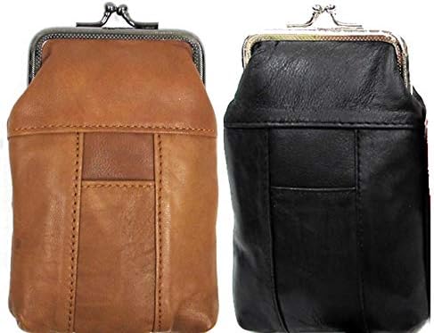 Snap Top Genuine Soft Leather Cigarette Case 2pc for $11.99 BLACK + BROWN