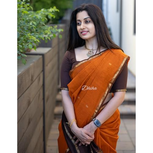 Image of Original Maheswari Cotton Silk Saree for Women | Kanjivaram Pure Silk Cotton Sari with Blouse | Zari Work | Tassels | Handloom Weave