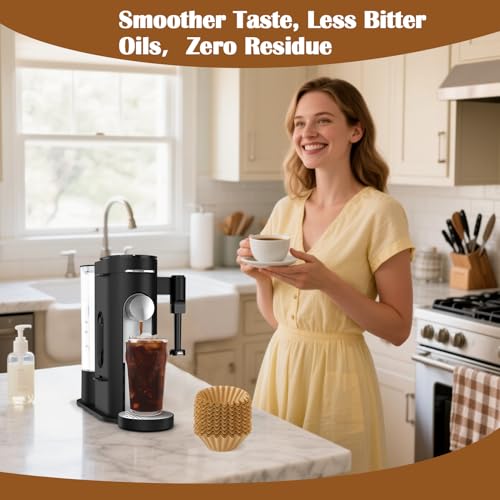 Image of 200 Count Coffee Filters Disposable Paper Filters for Ninja PB051 PB041 & Specialty Pod /Grounds Single-Serve Coffee Makers (200, Brown)