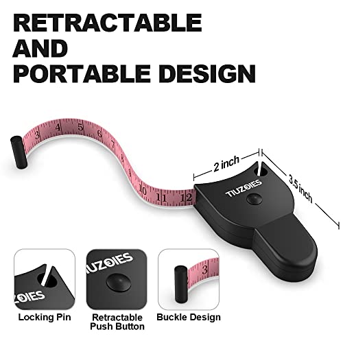 Tape Measure 2 Pack Body Measuring Tape 60Inch (150Cm), Lock Pin And Push-Button Retract, Ergonomic And Portable Design, Accurate Measuring Tape For Body Measurement And Weight Loss, Pink & Black #TOP2