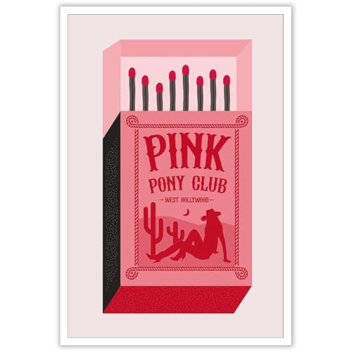 Funny Retro Cowgirl Canvas Art - Vintage Pink & Western Aesthetic Print for Wall Decor - Dorm, Bedroom & Ranch Style Gift(Unfram