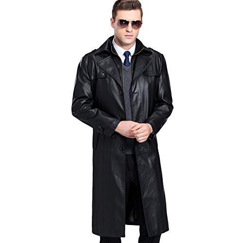 MERRYHE Piel De Oveja para Hombre Breasted Rompevientos Larga Gabardina Negocios Vestido...