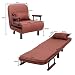 COSTWAY Silla Plegable Sofá Cama Individual Sillón con Respaldo Ajustable Tumbona con...