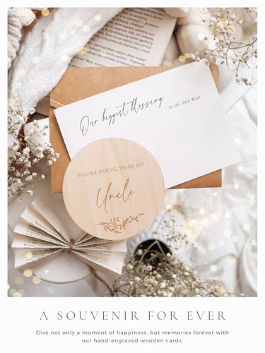 Image of Joli Coon Pregnancy announcement wooden card - You're going to be an uncle with pocketfold envelope and seal sticker - Baby announcement uncle