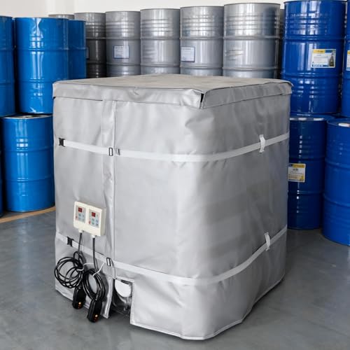 Metal Drum Heater,Industrial Grade Drumheating Blanket, Insulated Blanket 55/275gallon(200/1000l) 2000/4000w Bucket Heater- Fixed Thermostat/212℉/10-Hour Timer,-All-Weather Operatio 1000LGrey