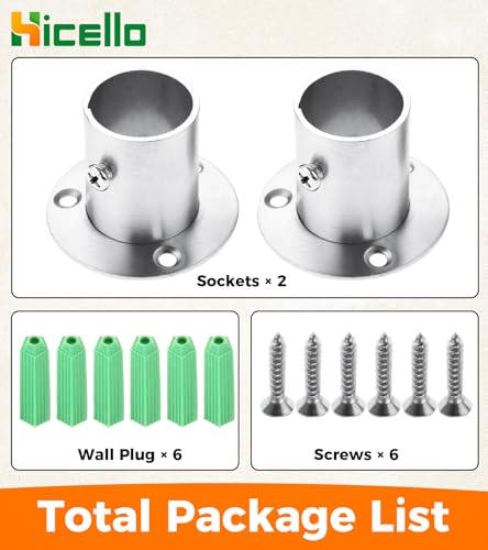 Hicello 2 Stück Flansche aus Edelstahl Rohrhalterung Rohrflansch Rohrflansch 25mm für Kleiderschrank, Rohrleitung, Stütze und Halterung, Verbindung zwischen Rohren, Kleiderstangehalter