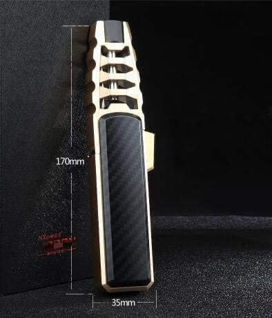 Pen Spray Gun Jet Butane Pipe Lighter Metal Gas Kitchen Torch Lighter Jet Flame Refillable Butane Lighter Windproof Lighter Punch with Gift Box, Butane Not Included, Great Gift Idea for Men (Brown)