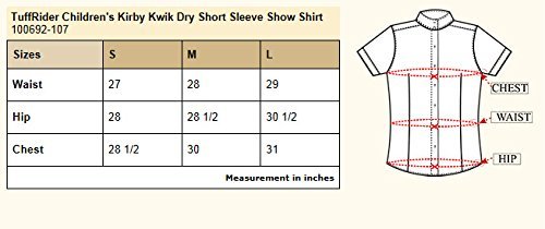 Tuffrider Girl's Kirby Kwik Dry Short Sleeve Show Shirt, White/White, Medium #TOP2