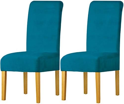 LANSHENG Stretchy Chair Covers for Dining Room Chairs,Stretch Spandex with Elastic Band Chaircover,Velvet Large Dining Chair Slipcovers for Restaurant Hotel Party Banquet (Mustard,6 Pack(M))