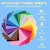 ABEJFIC 60PCS Felt Fabric Sheets Craft Kit - 4"x 4" + 4"x 6"+ 8"x 12" Assorted Colors - 1mm Thick Square Nonwoven Felt Fabric for Kids, DIY Sewing Crafts, Patchwork, School Projects, Decoration #2