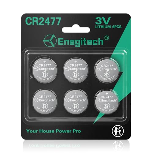 Enegitech CR2477 Lithium Button Battery Coin 2477 3V Button Cell for Wall Clocks Hygrometers Electronic Scales Smart Meters Compatible with Ecobee Smart Sensor Coin Cell (6 Pack)