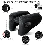 Sunany Neck Pillow for Travel Inflatable Airplane Pillow Comfortably Supports Head, Neck and Chin, Inflatable Travel Pillow with Soft Velour Cover and Portable Drawstring Bag (Black) - Image 4