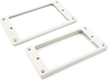 White Flat Bottom Humbucker Pickup Mounting Ring Set Bridge & Neck compatible with Epiphone Guitars HR1300F-WHT