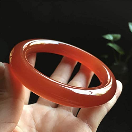 Bracelet rond de style chinois en jade rouge naturel et agate femme