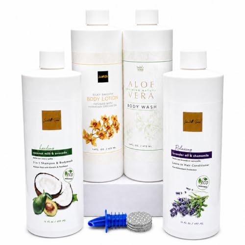 Smuggs Jugs Cruise Essentials: Hidden Liquor Containers Smuggling Kit, Leakproof Rum Runners for Cruise, 4-17.3 oz Bottles Hidden Flasks for Liquor Disguise Fake Shampoo Bottles for Travel