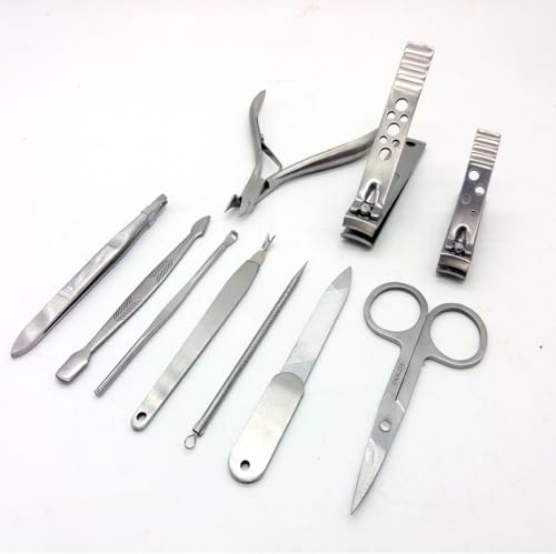 Kit de Unha Manicure e Pedicure Quadrado/Preto 10pçs