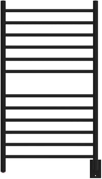 12 Bar Radiant Large Hardwired Straight Towel Warmer, Matte Black