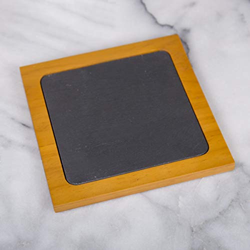 Creative Home Pine Wood Square W/Slate Insert 7.5" X 7.5" Trivet #TOP1