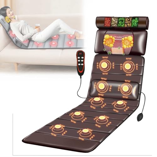 Esterilla de Masaje Corporal con Calor y Cabezales de Masaje para Cuello, relajación Muscular Lumbar y de pantorrillas, Alivio del Dolor de Espalda, Plegable y